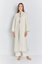 Ivory Long Woven Tunic Coat