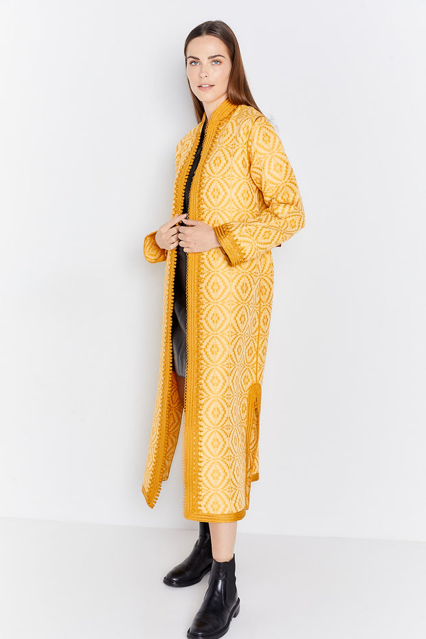 Yellow Long Woven Tunic Coat