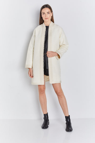 Ivory Short Woven Tunic Coat