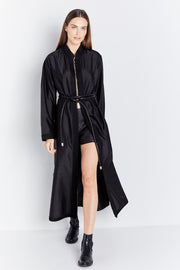 Black Long Silk Tunic Coat