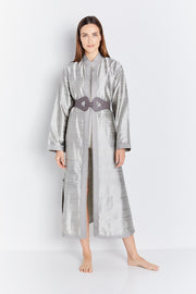 Silver Long Silk Tunic Coat