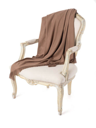 Taupe Moroccan Cashmere Fringe Throw Blanket