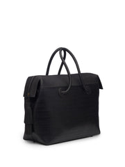 Black Woven Leather Weekend Bag