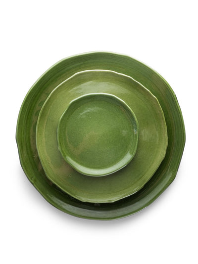 Green Glazed Plates (Set of 3)