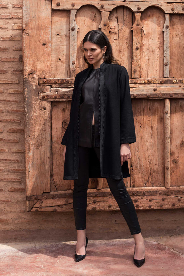 Black Moroccan Cashmere Tunic Coat