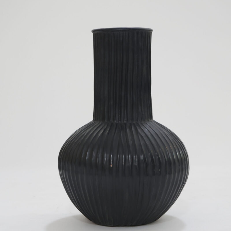 Black Ridged Bulb Vase